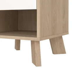 Comodino 2 ripiani rovere e bianco 40x39x47h cm - Zuglio