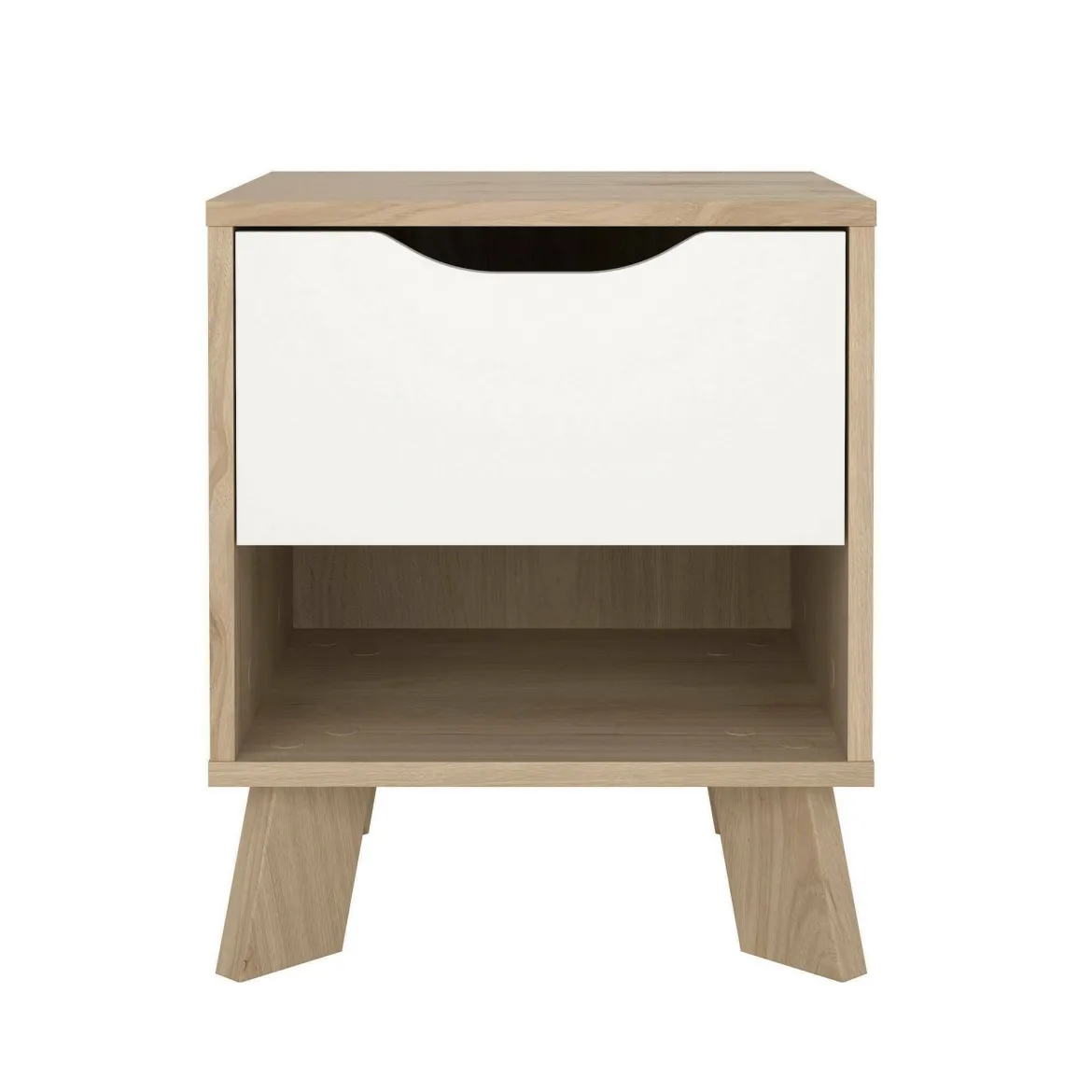 Comodino 2 ripiani rovere e bianco 40x39x47h cm - Zuglio