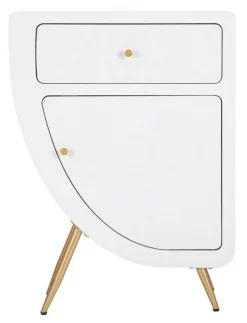 Comodino 1 ripiano bianco e oro 60x32x79h cm - Suze