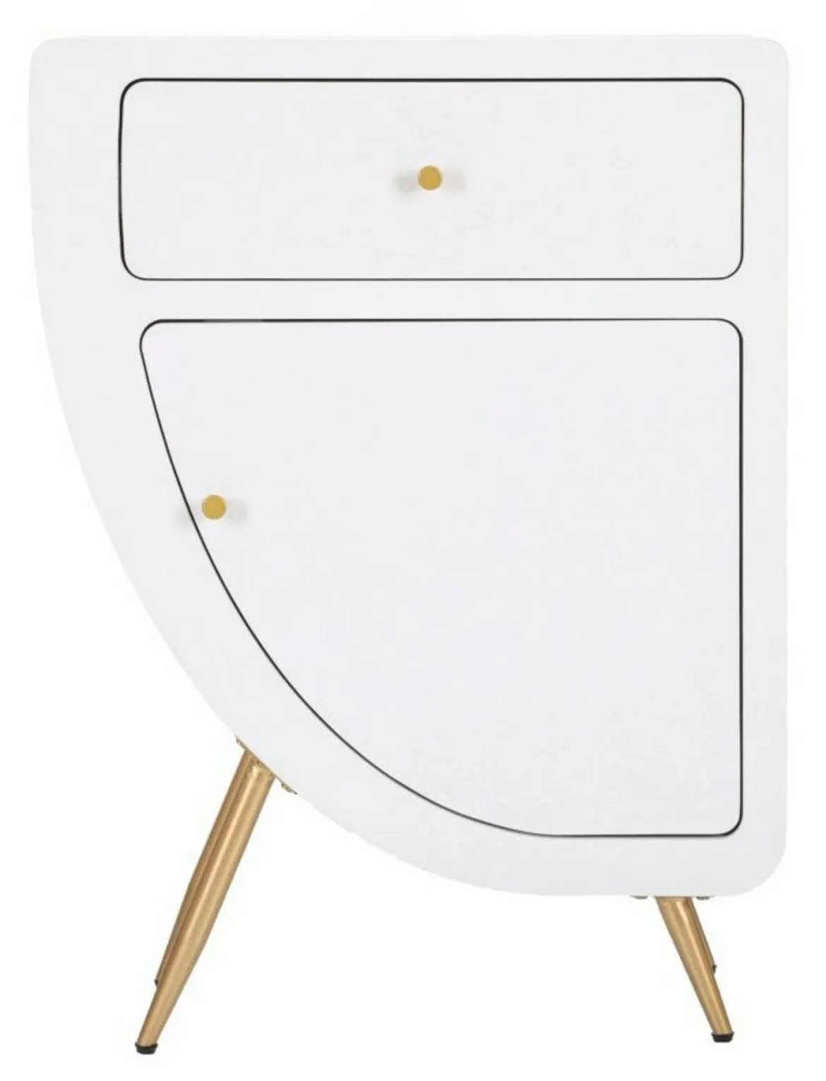 Comodino 1 ripiano bianco e oro 60x32x79h cm - Suze