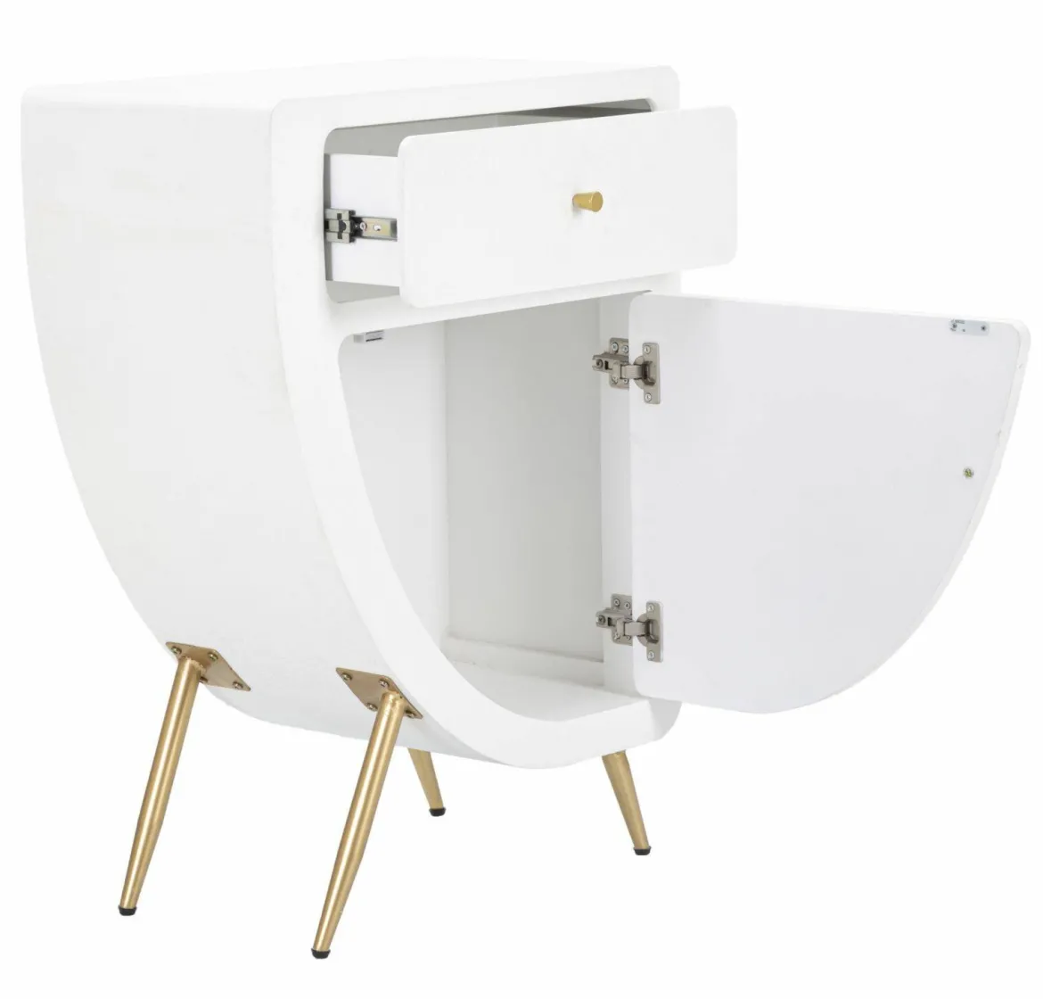 Comodino 1 ripiano bianco e oro 60x32x79h cm - Suze