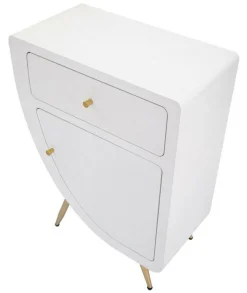Comodino 1 ripiano bianco e oro 60x32x79h cm - Suze