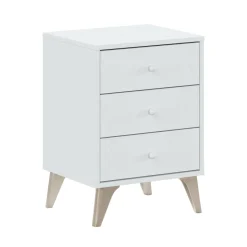 Comodino 1 ripiano bianco e rovere 40x33x56h cm - Attina