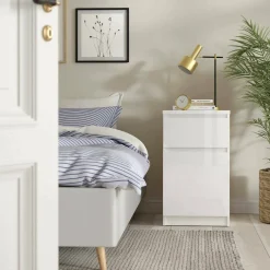 Comodino 1 ripiano bianco lucido 40x40x70h cm - Delfini