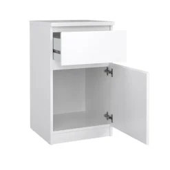 Comodino 1 ripiano bianco lucido 40x40x70h cm - Delfini