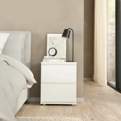 Comodino 1 ripiano bianco 40x34x48h cm - Albregio
