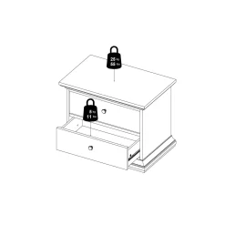 Comodino 1 ripiano bianco 62x40x49h cm - Almera