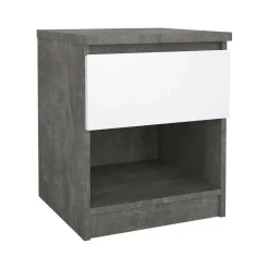 Comodino 1 ripiano cemento e bianco lucido 40x40x49h cm - Scolastica