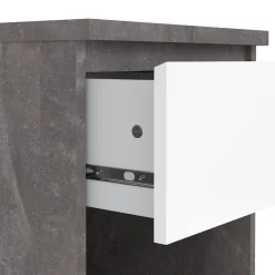 Comodino 1 ripiano cemento e bianco lucido 40x40x49h cm - Scolastica
