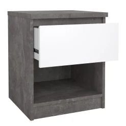 Comodino 1 ripiano cemento e bianco lucido 40x40x49h cm - Scolastica