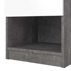 Comodino 1 ripiano cemento e bianco lucido 40x40x49h cm - Scolastica