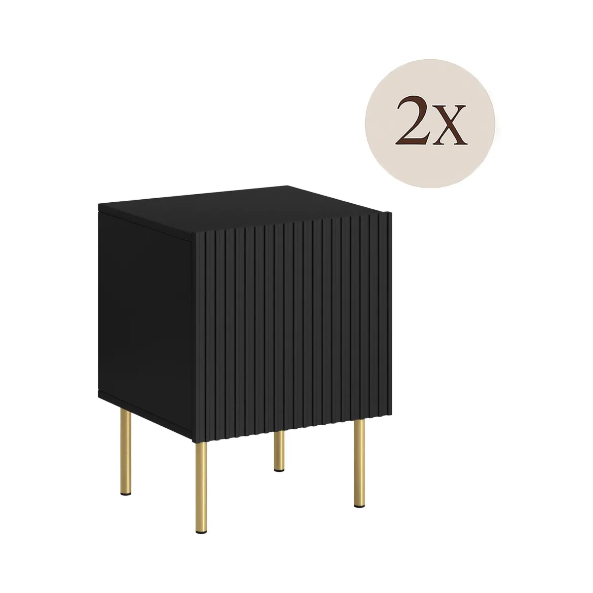 Comodino 1 ripiano nero 44x40x51h cm - Set di 2 comodini Farini