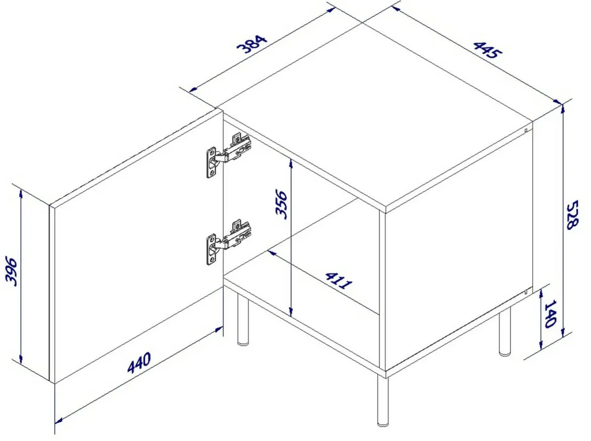 Comodino 1 ripiano nero 44x40x51h cm - Set di 2 comodini Farini