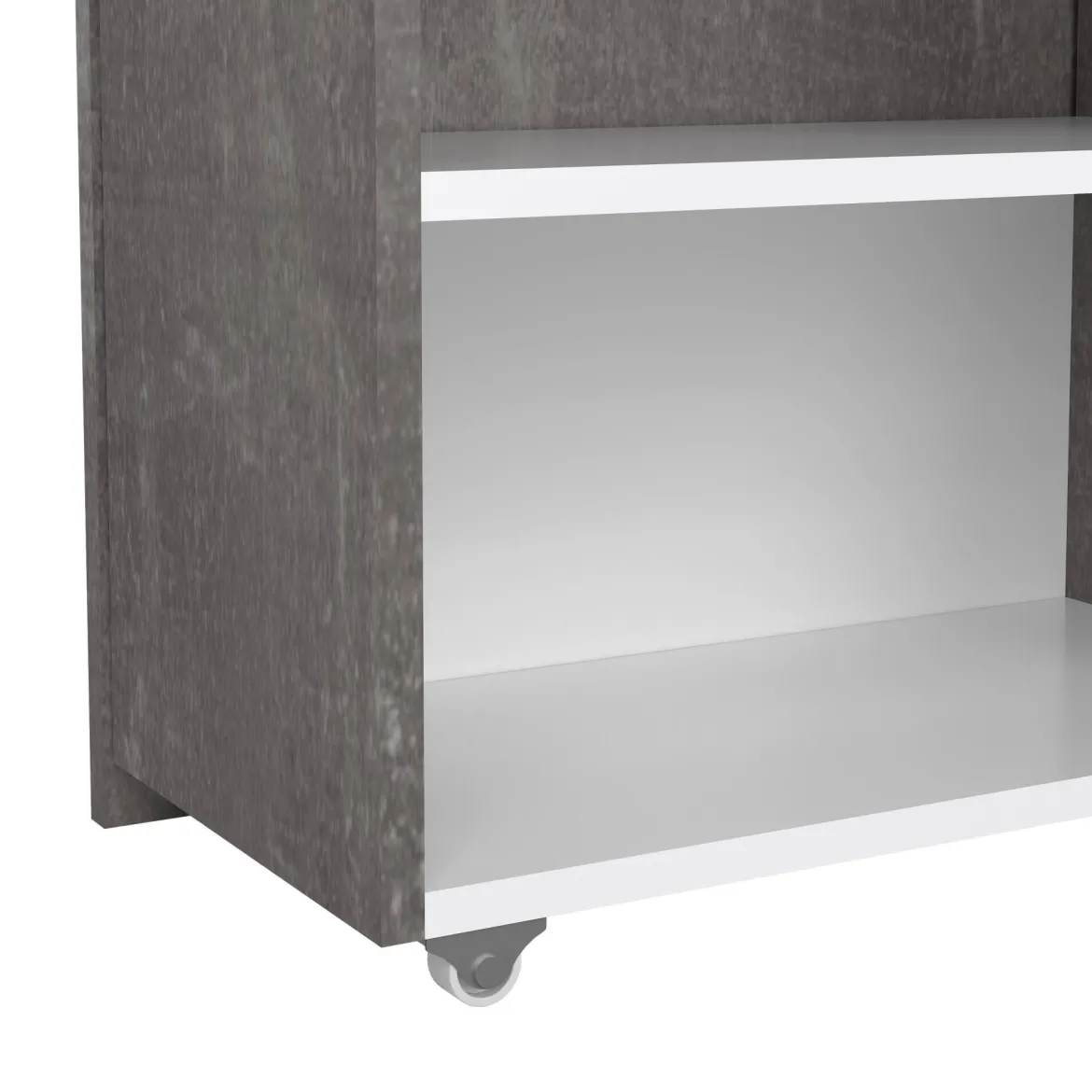 Comodino stretto cemento e bianco lucido 144x26x79h cm - Peridoto