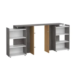 Comodino stretto cemento e bianco lucido 144x26x79h cm - Peridoto