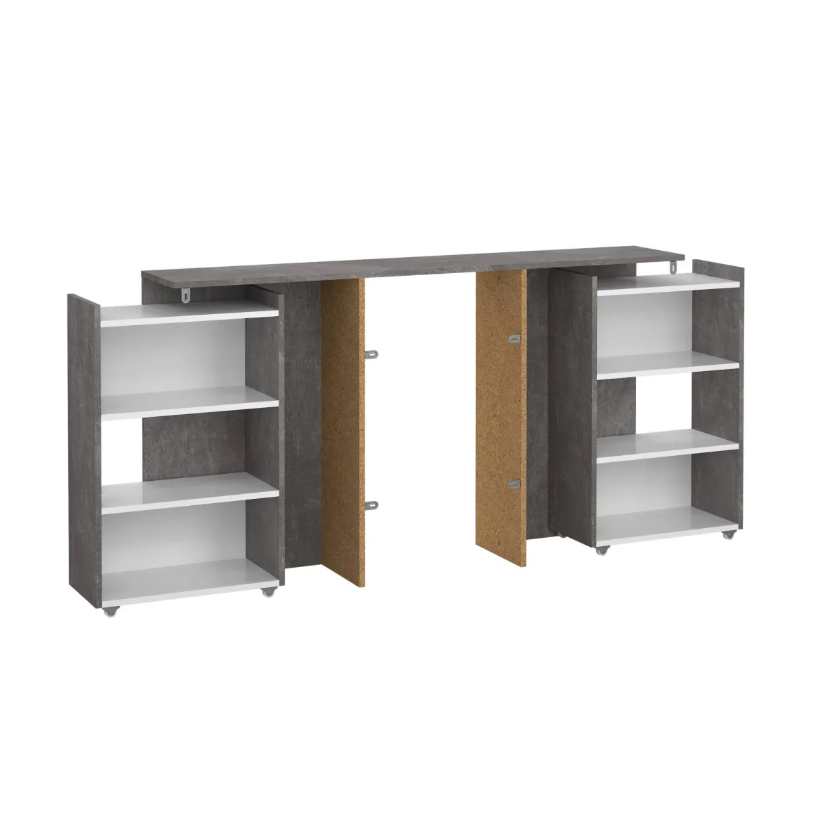 Comodino stretto cemento e bianco lucido 144x26x79h cm - Peridoto