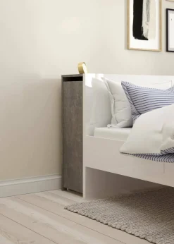 Comodino stretto cemento e bianco lucido 144x26x79h cm - Peridoto