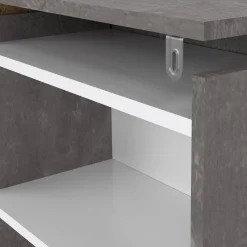 Comodino stretto cemento e bianco lucido 144x26x79h cm - Peridoto