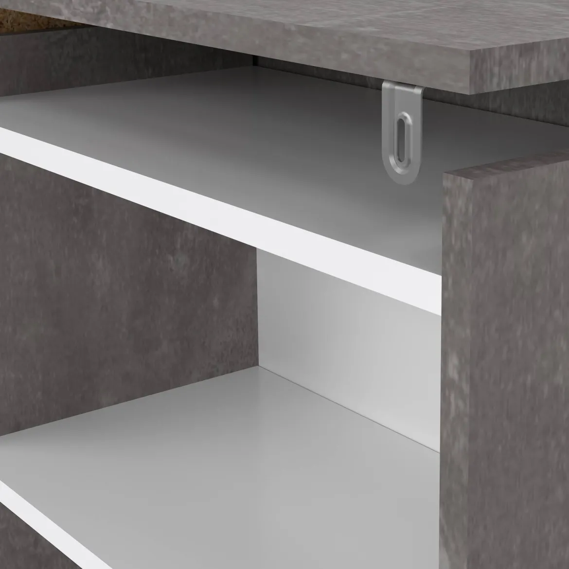 Comodino stretto cemento e bianco lucido 144x26x79h cm - Peridoto