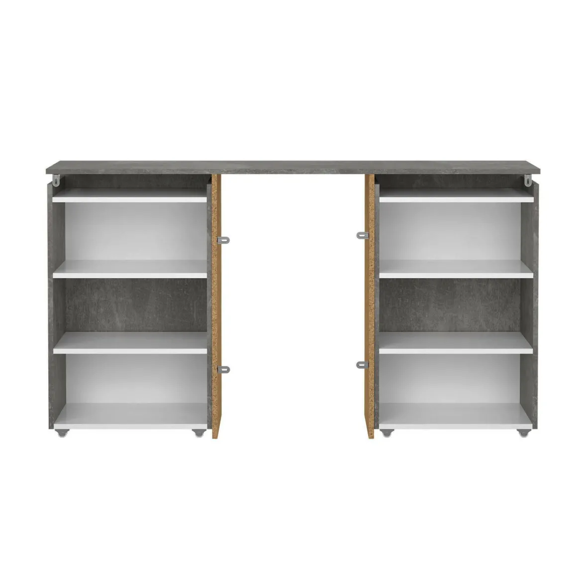 Comodino stretto cemento e bianco lucido 144x26x79h cm - Peridoto