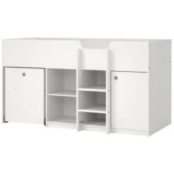 Composizione Camera da Letto Bianco Dimensione Materasso 90x200 cm Scrivania Estraibile 203x104x111h cm, un Letto - Lamedani