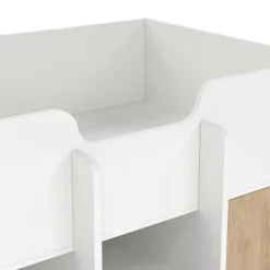 Composizione Camera da Letto Bianco Marrone Rovere Dimensione Materasso 90x200 cm Scrivania Estraibile 203x104x111h cm, un Letto - Lamedani