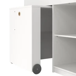 Composizione Camera da Letto Bianco Marrone Rovere Dimensione Materasso 90x200 cm Scrivania Estraibile 203x104x111h cm, un Letto - Lamedani