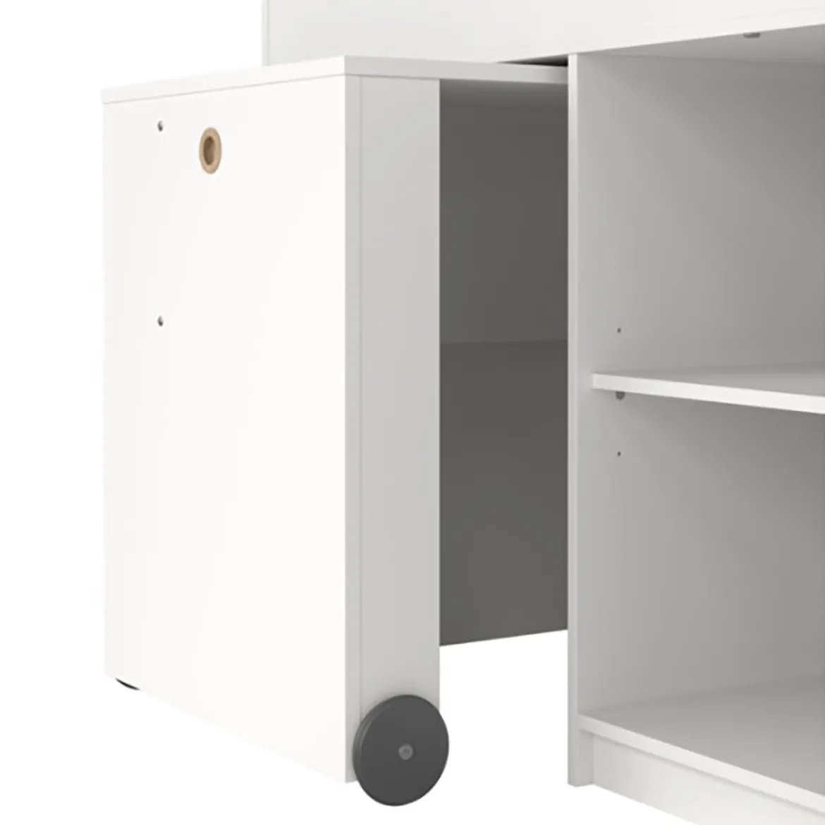 Composizione Camera da Letto Bianco Marrone Rovere Dimensione Materasso 90x200 cm Scrivania Estraibile 203x104x111h cm, un Letto - Lamedani