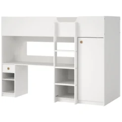 Composizione Camera da Letto Bianco un Cassetto Dimensione Materasso 90x200 cm 203x104x150h cm, Compatto Multiuso - Laliso
