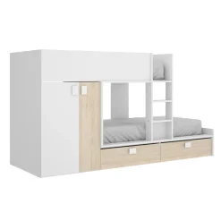 Composizione camera da letto Acerola, 275x108h150 cm, Bianco e Rovere