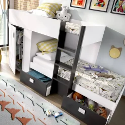 Composizione camera da letto Araba, 271x111h150 cm, Bianco e Blu