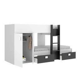 Composizione camera da letto Araba, 271x111h150 cm, Bianco e Blu