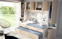 Composizione camera da letto Giustizia, 303x97h203 cm, Rovere e Bianco