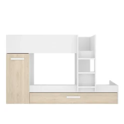 Composizione camera da letto Keli, 245x110 h150 cm, Bianco e Rovere Nodi