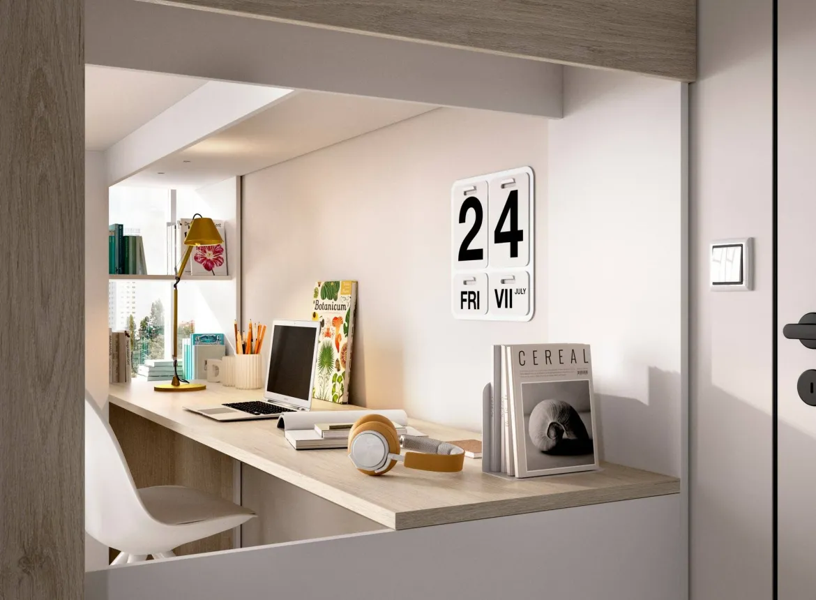 Composizione camera da letto Maha, 206x111 h178 cm, Bianco e Rovere
