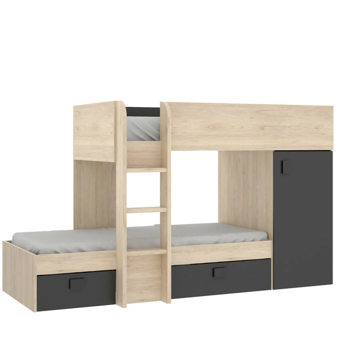 Composizione camera da letto Pinus, 246x112 h150 cm, Bianco e Rovere