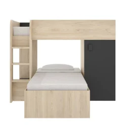 Composizione camera da letto Pinus, 246x112 h150 cm, Bianco e Rovere