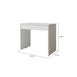 Consolle Allungabile Bianco 12 Posti Allungabile 302x75x90h cm, Meccanismo Estensione Allunghe Centrali - Luisago