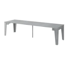 Consolle Allungabile Grigio Cemento Allungabile 12 Posti 305.6x90x75.2h cm, Meccanismo Estensione Allunghe Centrali - Gizio