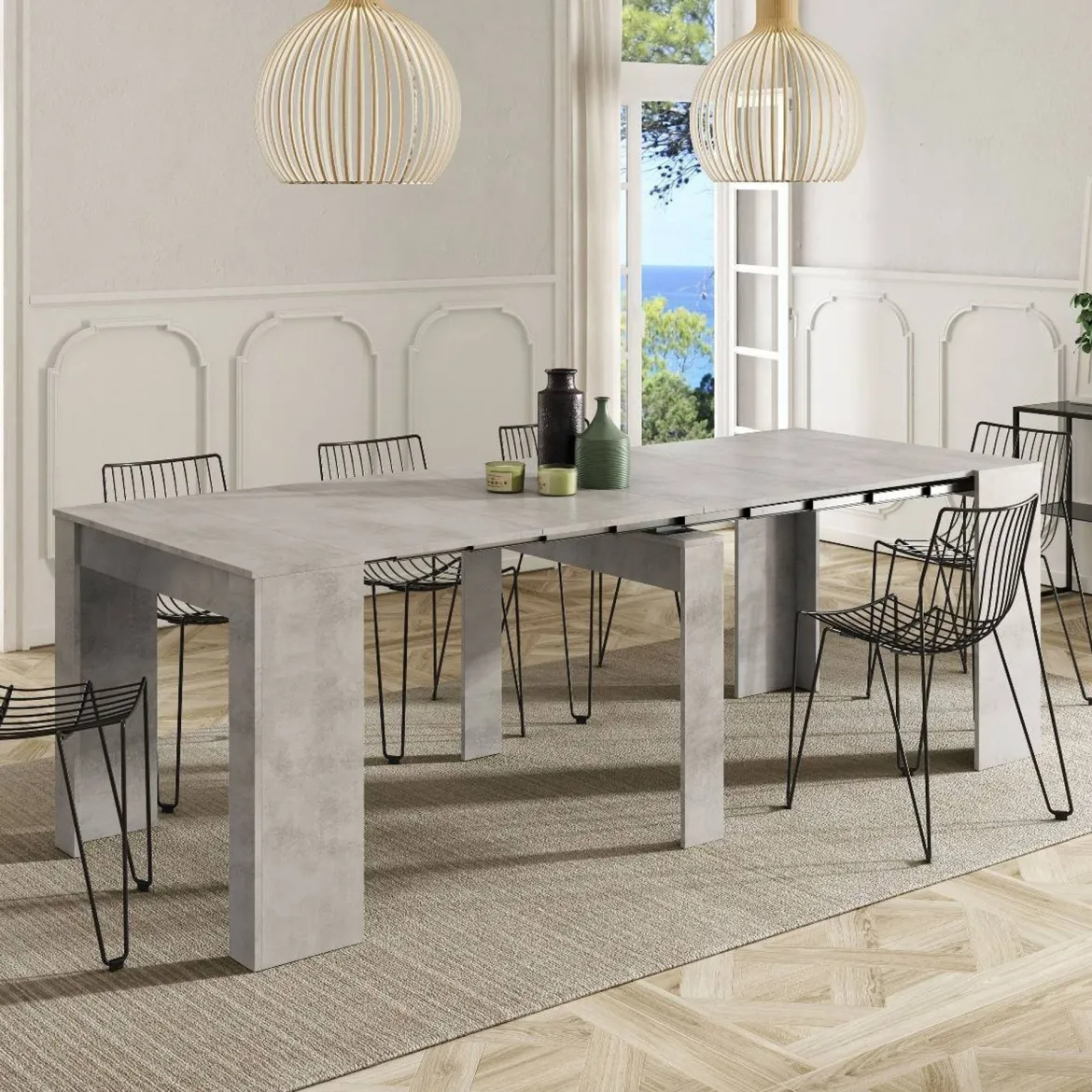 Consolle allungabile moderna 4-10 posti cemento - Abicitren