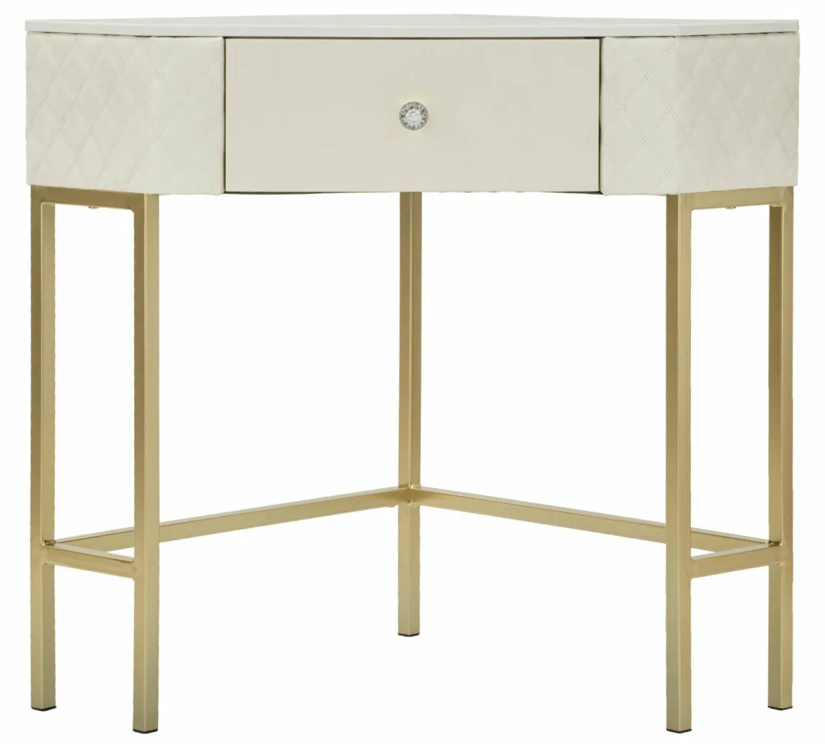 Consolle angolare 84x60x77h cm bianco e oro - Viscardo