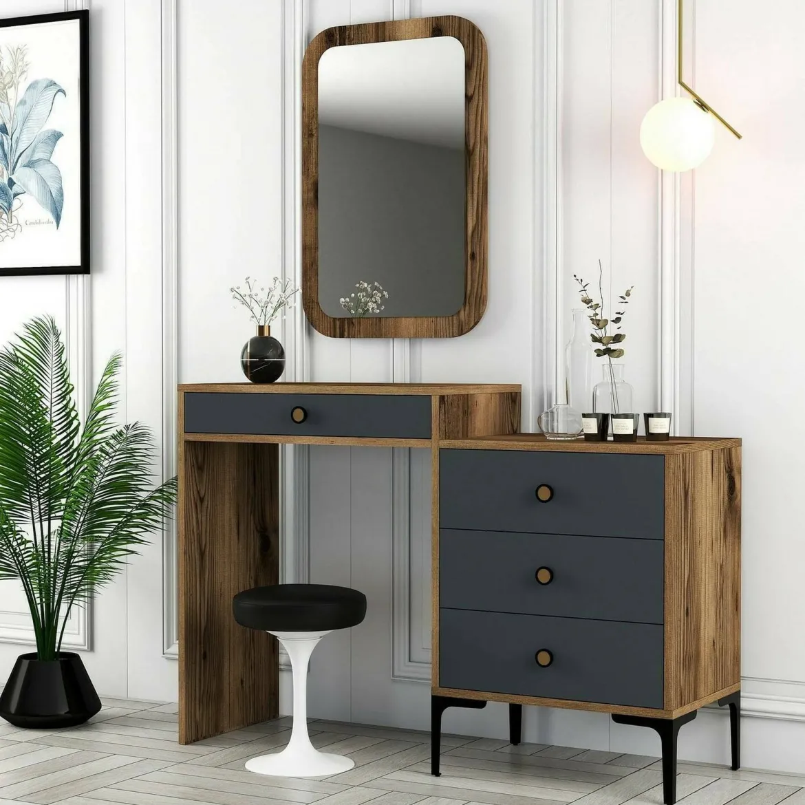 Consolle beauty 124x40x84h cm noce e antracite - Namtheun