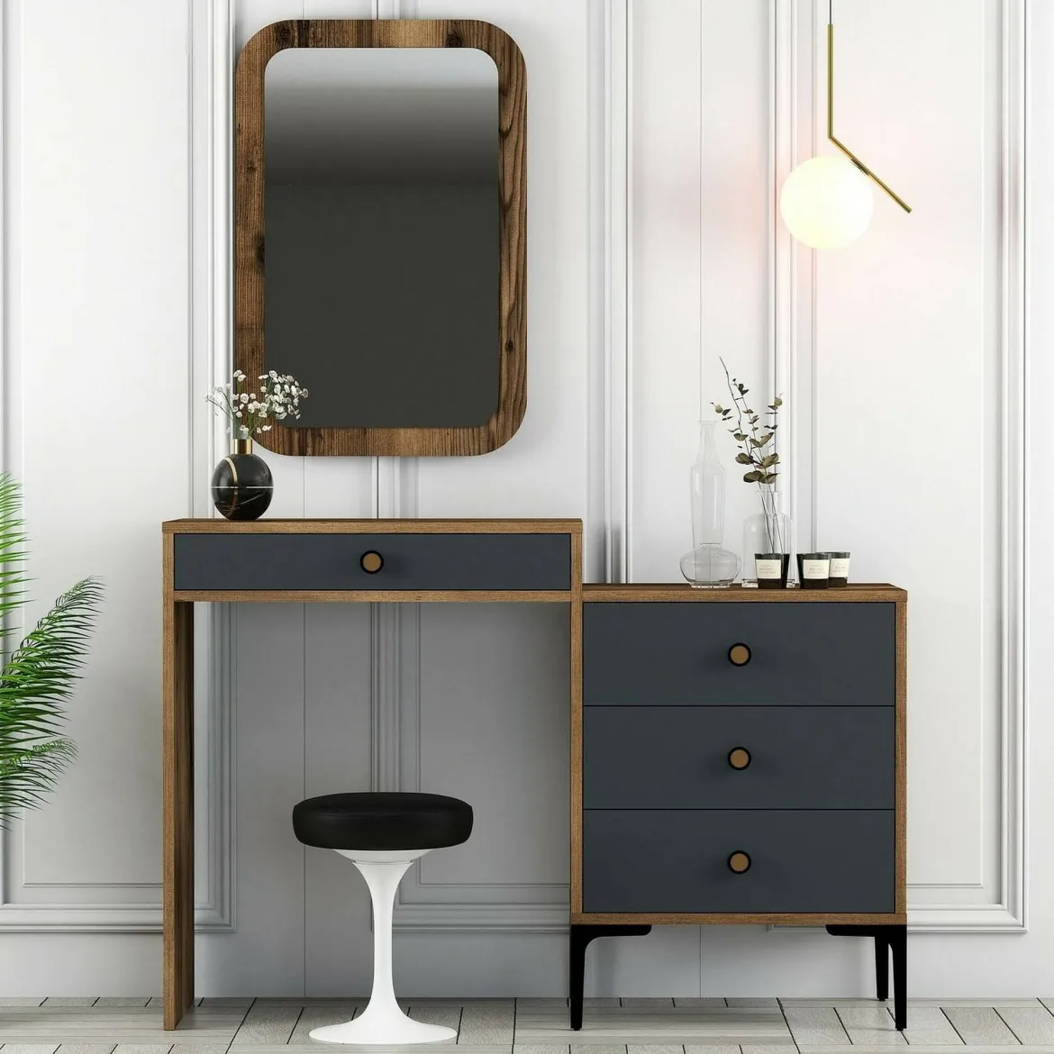 Consolle beauty 124x40x84h cm noce e antracite - Namtheun