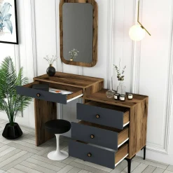 Consolle beauty 124x40x84h cm noce e antracite - Namtheun