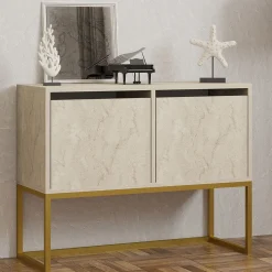 Consolle Beige Marmo Oror 2 Vani Colore Struttura Oror 90x34x70h cm, Colore Ripiano Beige - Arresi