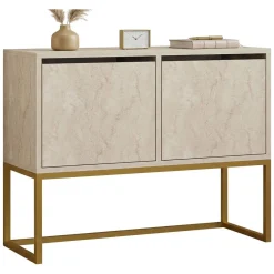 Consolle Beige Marmo Oror 2 Vani Colore Struttura Oror 90x34x70h cm, Colore Ripiano Beige - Arresi