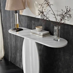 Consolle Bianco Colore Ripiano Bianco 100x30x81h cm, - Ramacca