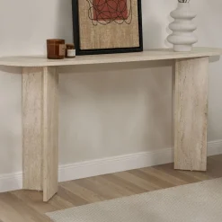 Consolle Bianco Marmo un Ripiano Peso Supportato 25 kg 150x35x75h cm, Colore Ripiano Bianco - Cercino