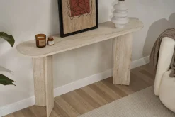 Consolle Bianco Marmo un Ripiano Peso Supportato 25 kg 150x35x75h cm, Colore Ripiano Bianco - Cercino