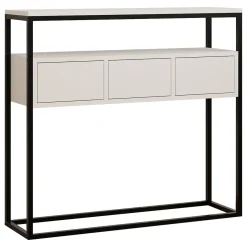 Consolle Bianco Nero un Ripiano un Vano 100x29x90h cm, Colore Struttura Nero - Pianfei